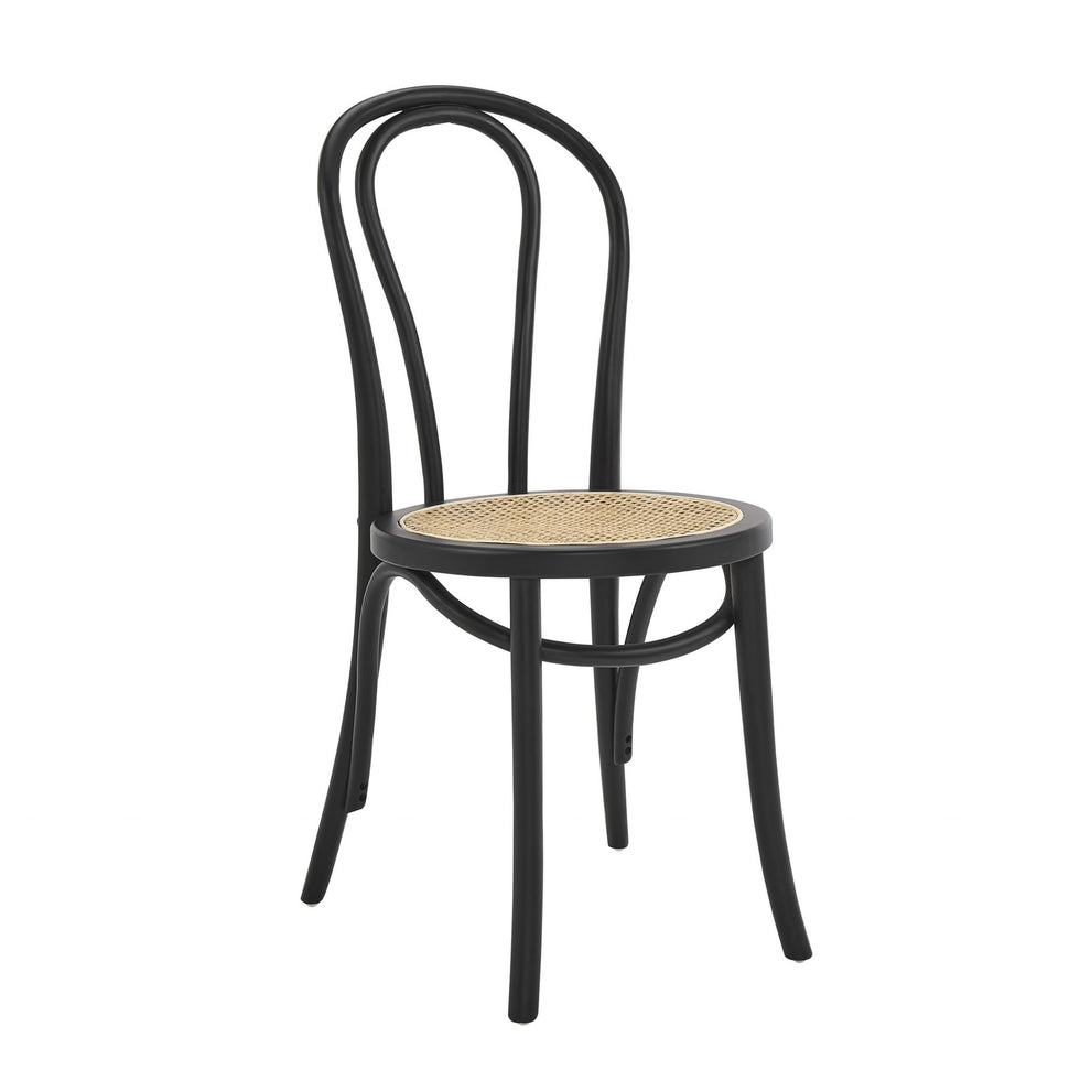Set Of Two Vintage Style Black Cane Dining Chairs By Homeroots | Dining Chairs | Modishstore - 2
