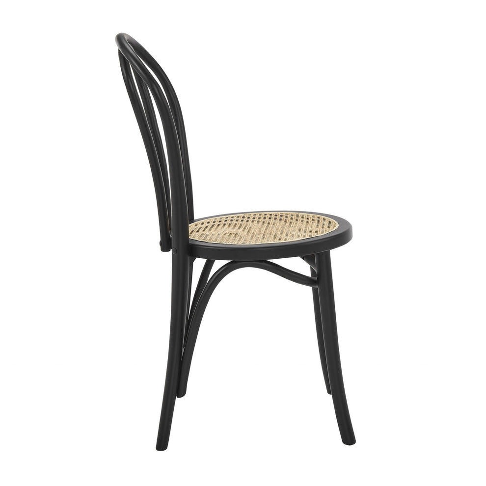 Set Of Two Vintage Style Black Cane Dining Chairs By Homeroots | Dining Chairs | Modishstore - 3