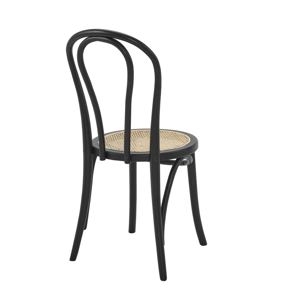 Set Of Two Vintage Style Black Cane Dining Chairs By Homeroots | Dining Chairs | Modishstore - 4