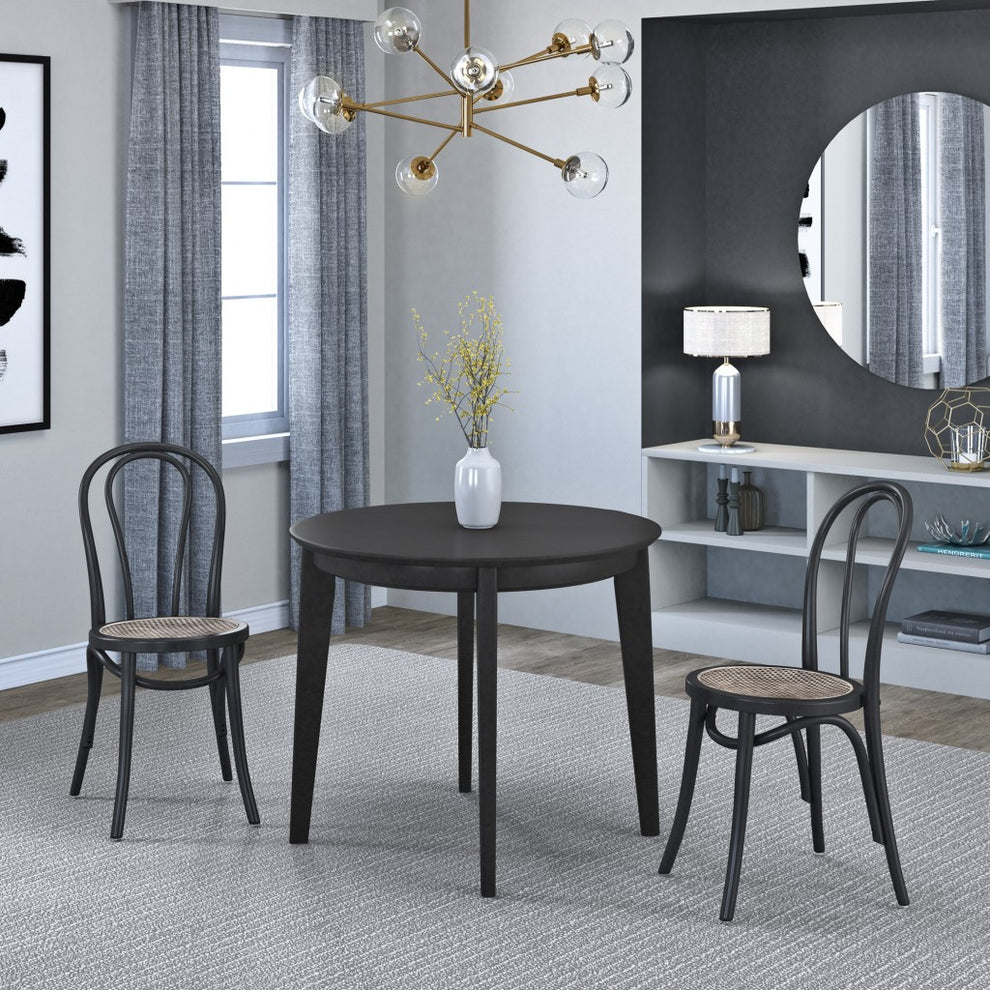 Set Of Two Vintage Style Black Cane Dining Chairs By Homeroots | Dining Chairs | Modishstore - 6