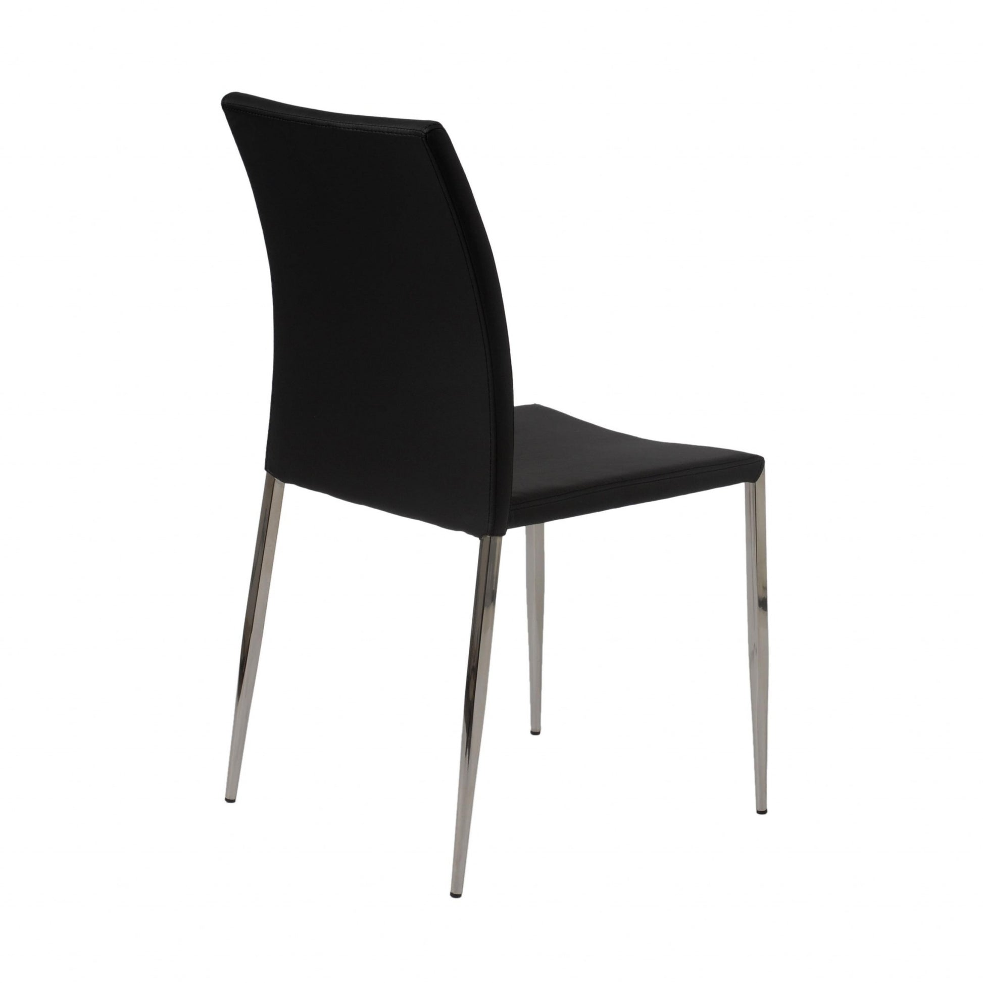 Set Of Two Long Back Black Faux Leather Chairs By Homeroots | Dining Chairs | Modishstore - 4