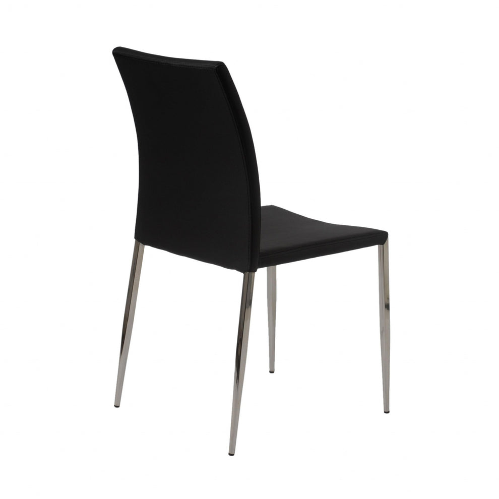 Set Of Two Long Back Black Faux Leather Chairs By Homeroots | Dining Chairs | Modishstore - 4
