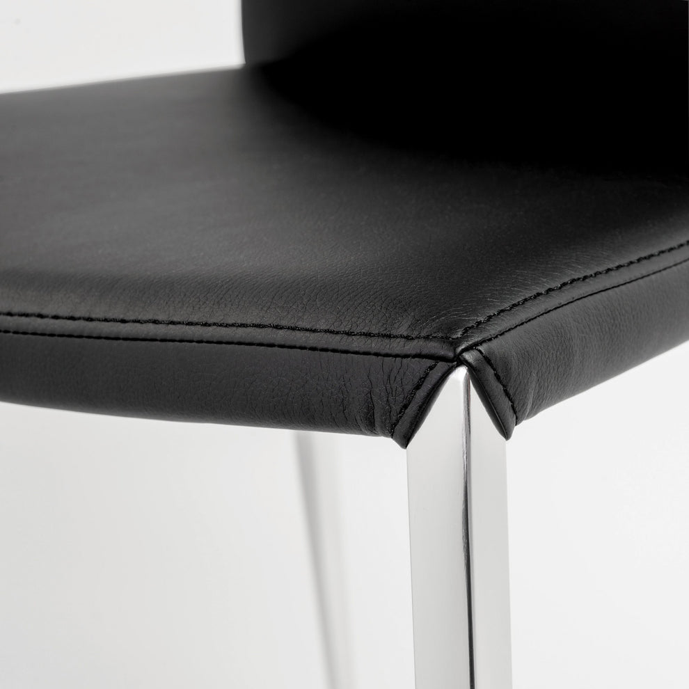 Set Of Two Long Back Black Faux Leather Chairs By Homeroots | Dining Chairs | Modishstore - 6