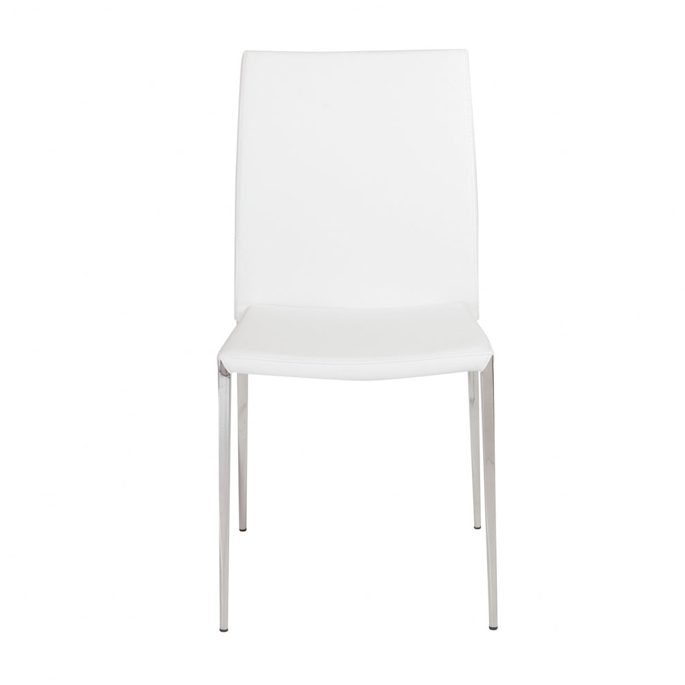 Set Of Two Gray Faux Faux Leather Steel Stacking Chairs By Homeroots | Dining Chairs | Modishstore - 6