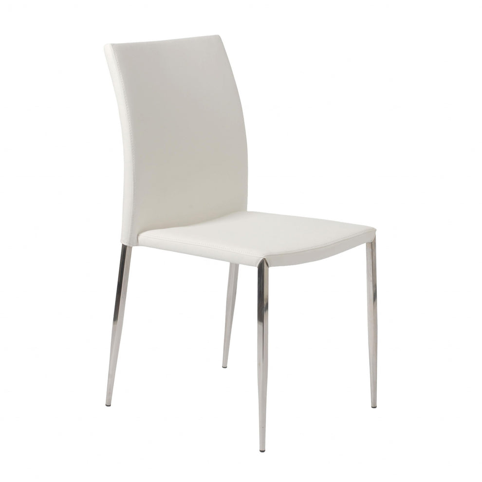 Set Of Two Gray Faux Faux Leather Steel Stacking Chairs By Homeroots | Dining Chairs | Modishstore - 7
