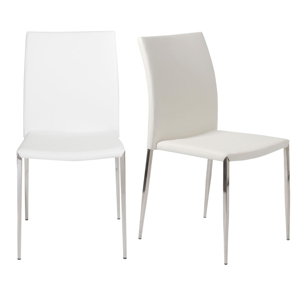 Set Of Two Gray Faux Faux Leather Steel Stacking Chairs By Homeroots | Dining Chairs | Modishstore - 11