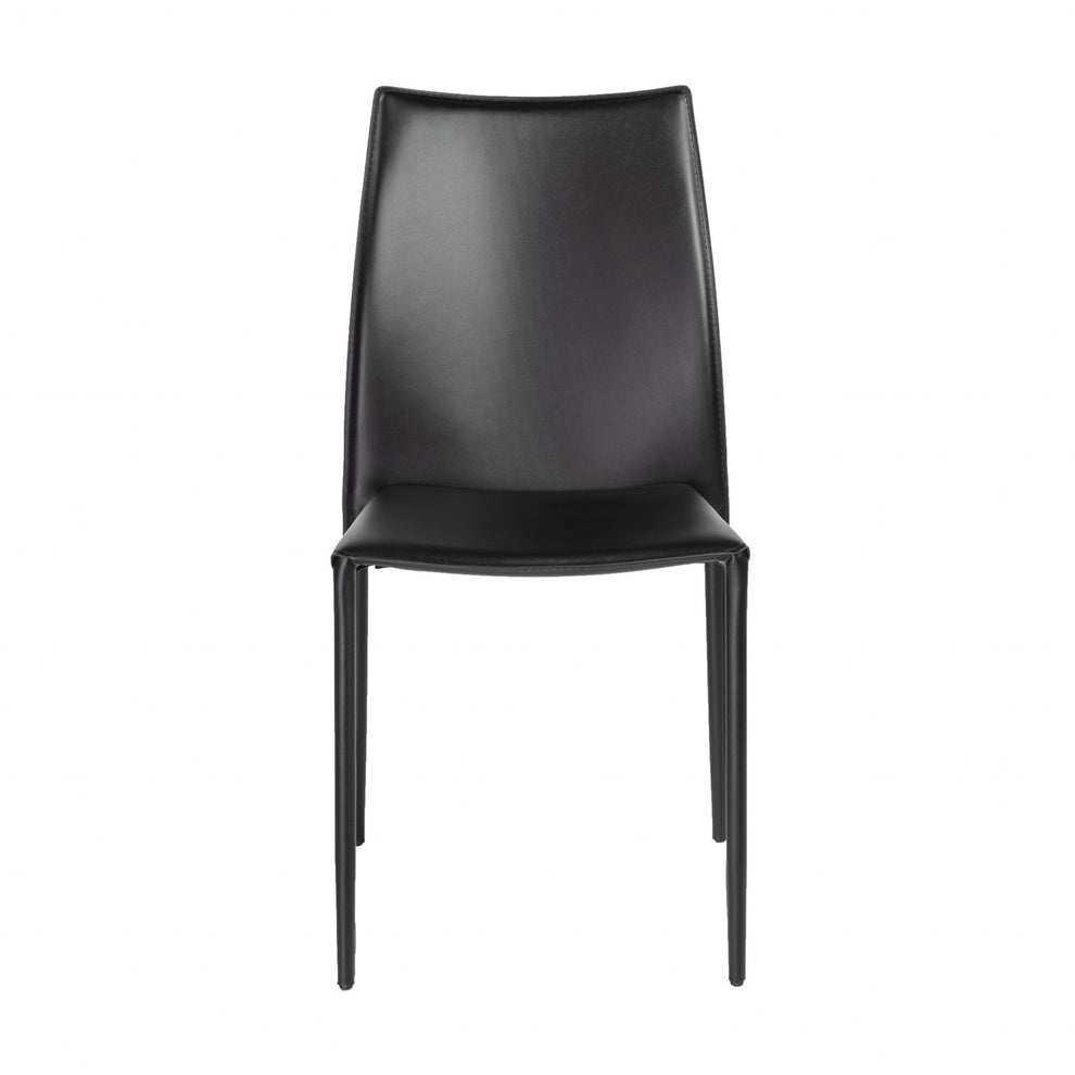 Set Of Two Premium All Black Stacking Dining Chairs By Homeroots | Dining Chairs | Modishstore - 2