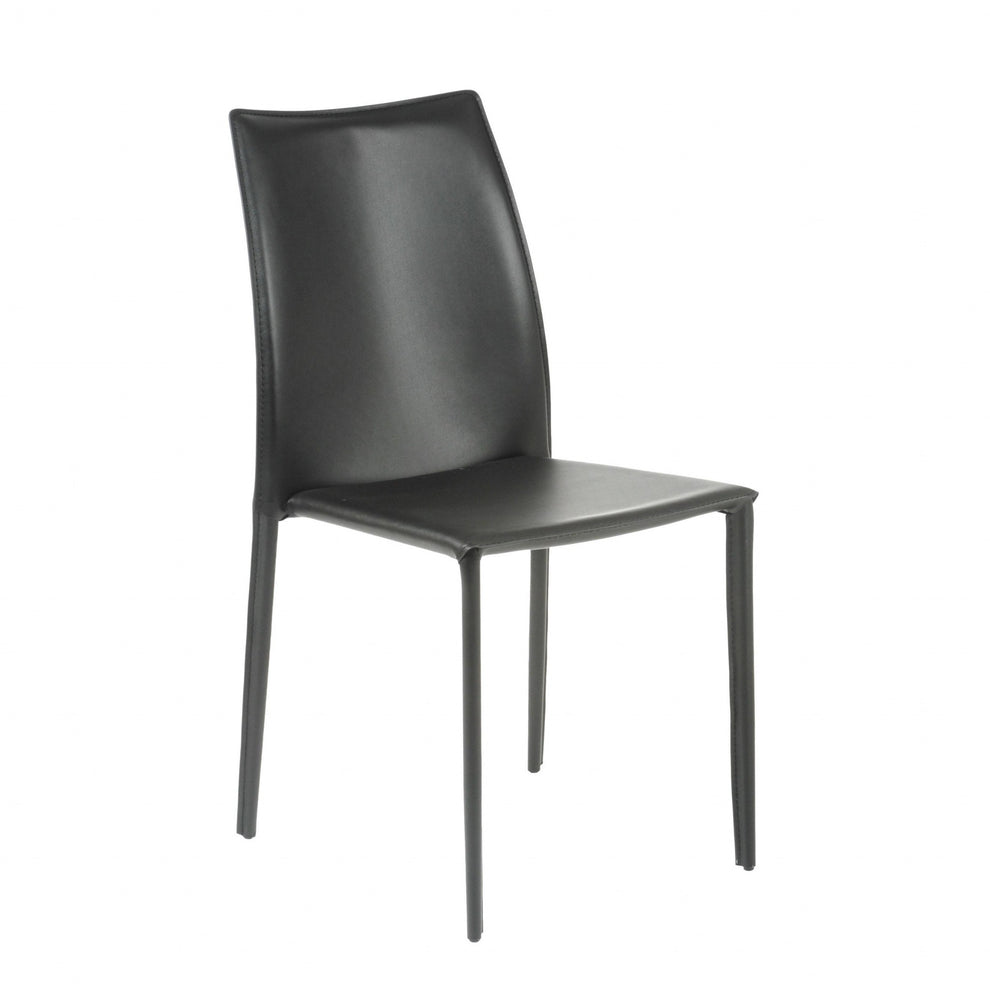 Set Of Two Premium All Black Stacking Dining Chairs By Homeroots | Dining Chairs | Modishstore - 3