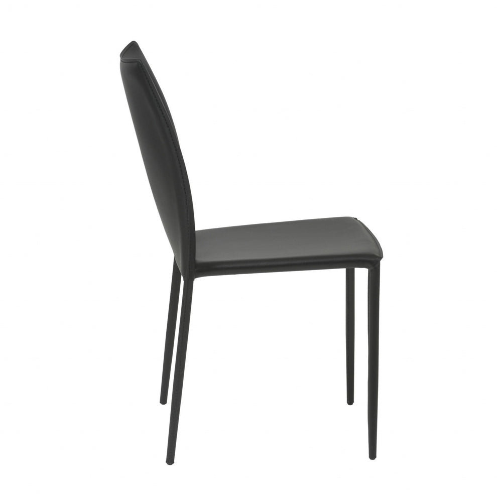 Set Of Two Premium All Black Stacking Dining Chairs By Homeroots | Dining Chairs | Modishstore - 4
