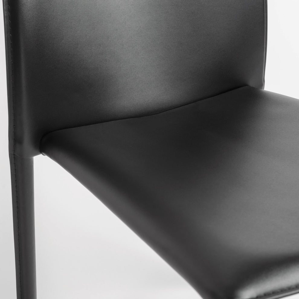 Set Of Two Premium All Black Stacking Dining Chairs By Homeroots | Dining Chairs | Modishstore - 7