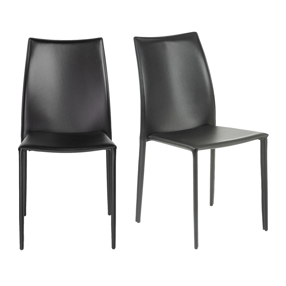 Set Of Two Premium All Black Stacking Dining Chairs By Homeroots | Dining Chairs | Modishstore - 7
