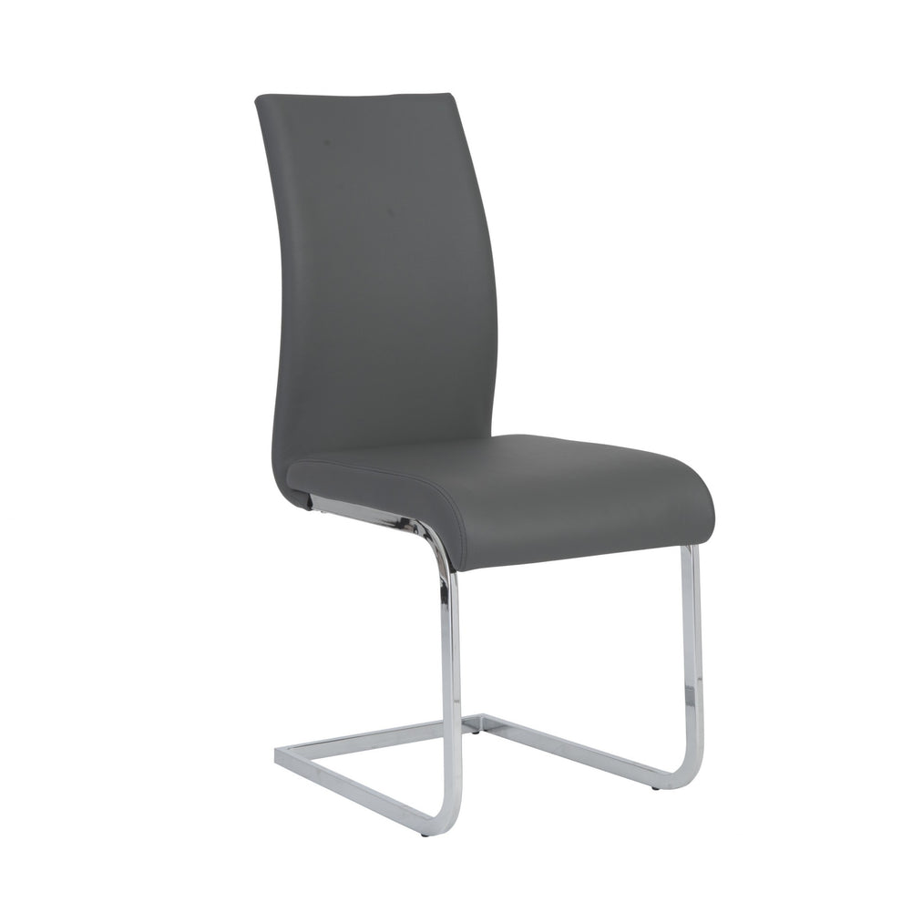 Set Of Four Black Faux Faux Leather Long Back Cantilever Chairs By Homeroots | Dining Chairs | Modishstore - 7