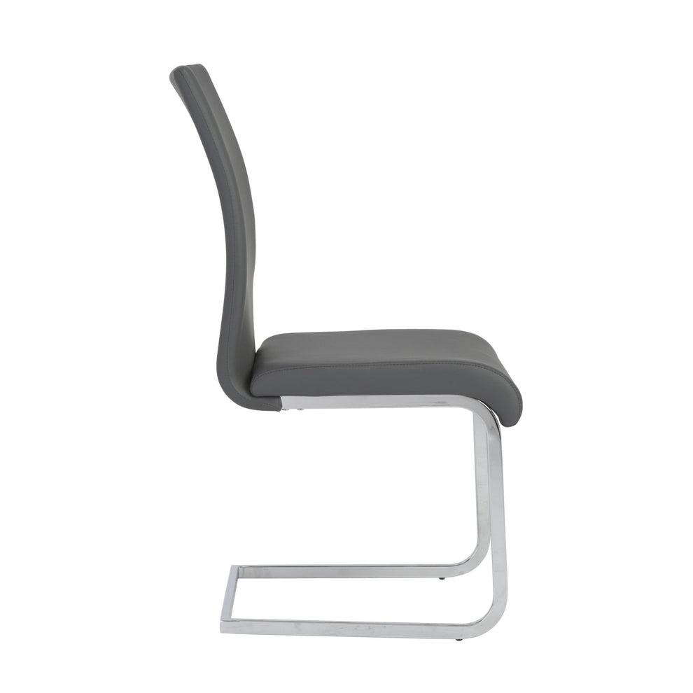 Set Of Four Black Faux Faux Leather Long Back Cantilever Chairs By Homeroots | Dining Chairs | Modishstore - 8