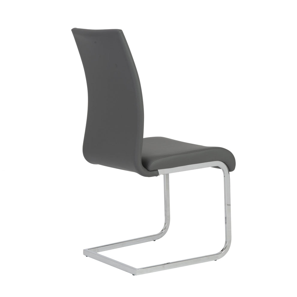 Set Of Four Black Faux Faux Leather Long Back Cantilever Chairs By Homeroots | Dining Chairs | Modishstore - 9