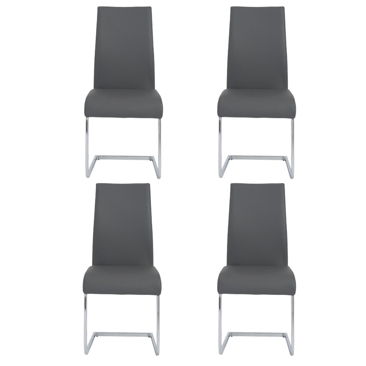 Set Of Four Black Faux Faux Leather Long Back Cantilever Chairs By Homeroots | Dining Chairs | Modishstore - 10