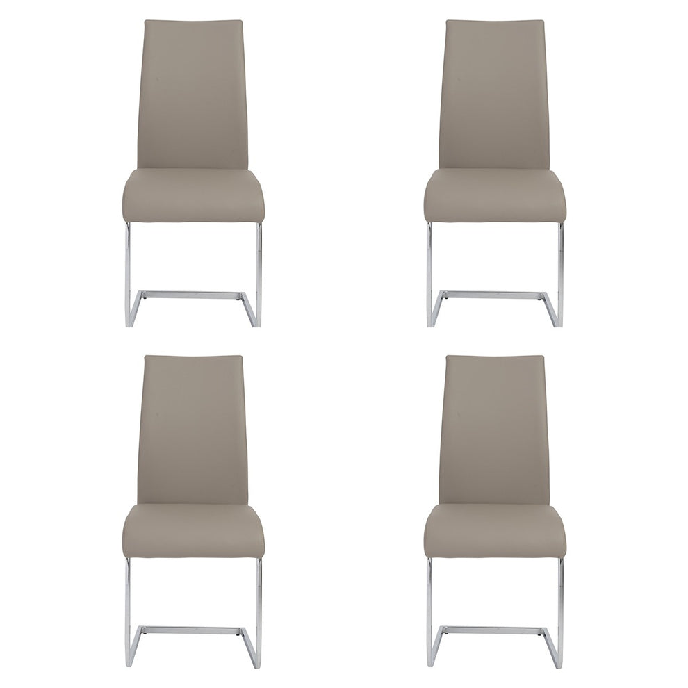 Set Of Four Black Faux Faux Leather Long Back Cantilever Chairs By Homeroots | Dining Chairs | Modishstore - 15