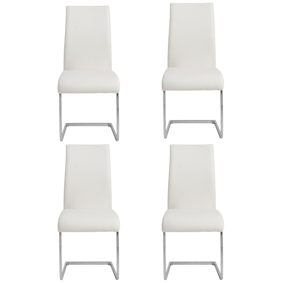 Set Of Four Black Faux Faux Leather Long Back Cantilever Chairs By Homeroots | Dining Chairs | Modishstore - 21