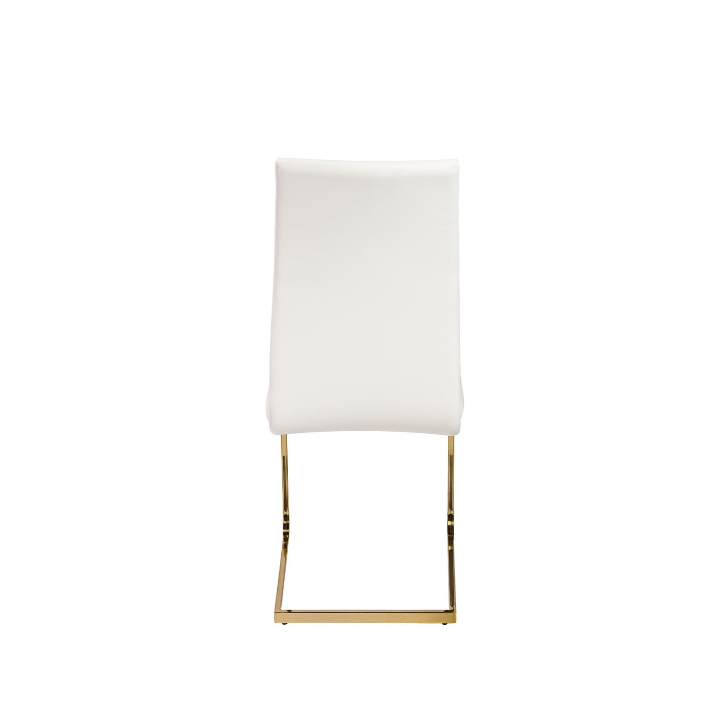 Set Of Four White Faux Faux Leather Gold Cantilever Chairs By Homeroots | Dining Chairs | Modishstore - 4
