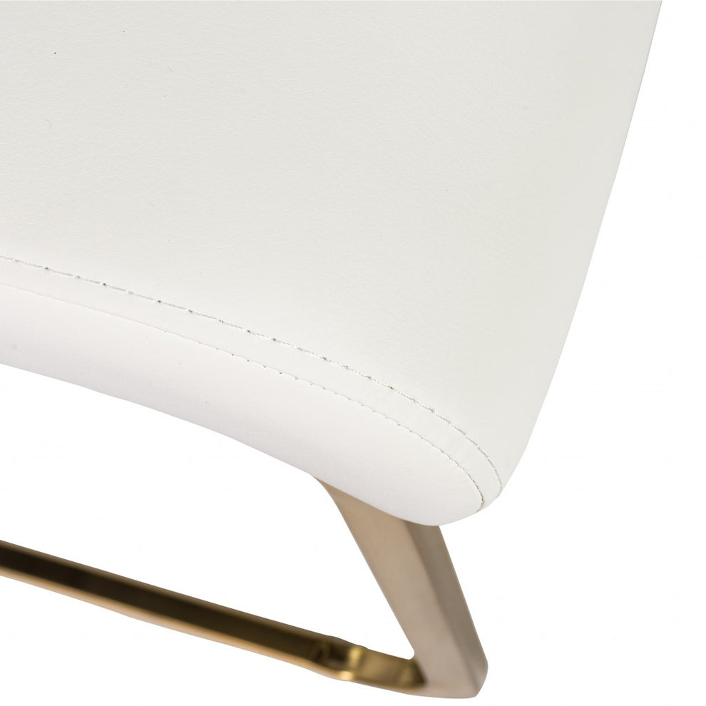 Set Of Four White Faux Faux Leather Gold Cantilever Chairs By Homeroots | Dining Chairs | Modishstore - 6