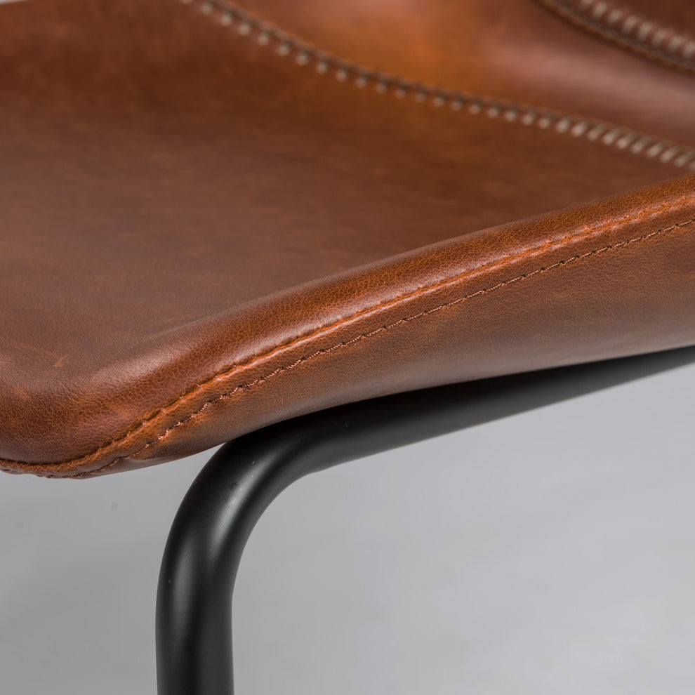 Set Of Two Brown Faux Faux Leather Black Cantilever Chairs By Homeroots | Dining Chairs | Modishstore - 6