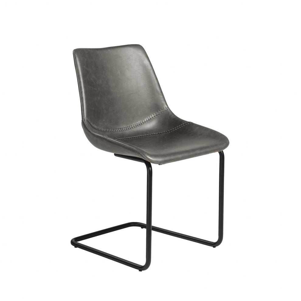 Set Of Two Brown Faux Faux Leather Black Cantilever Chairs By Homeroots | Dining Chairs | Modishstore - 10