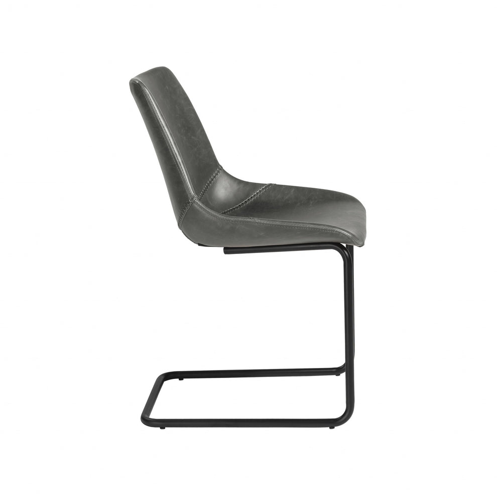 Set Of Two Brown Faux Faux Leather Black Cantilever Chairs By Homeroots | Dining Chairs | Modishstore - 11