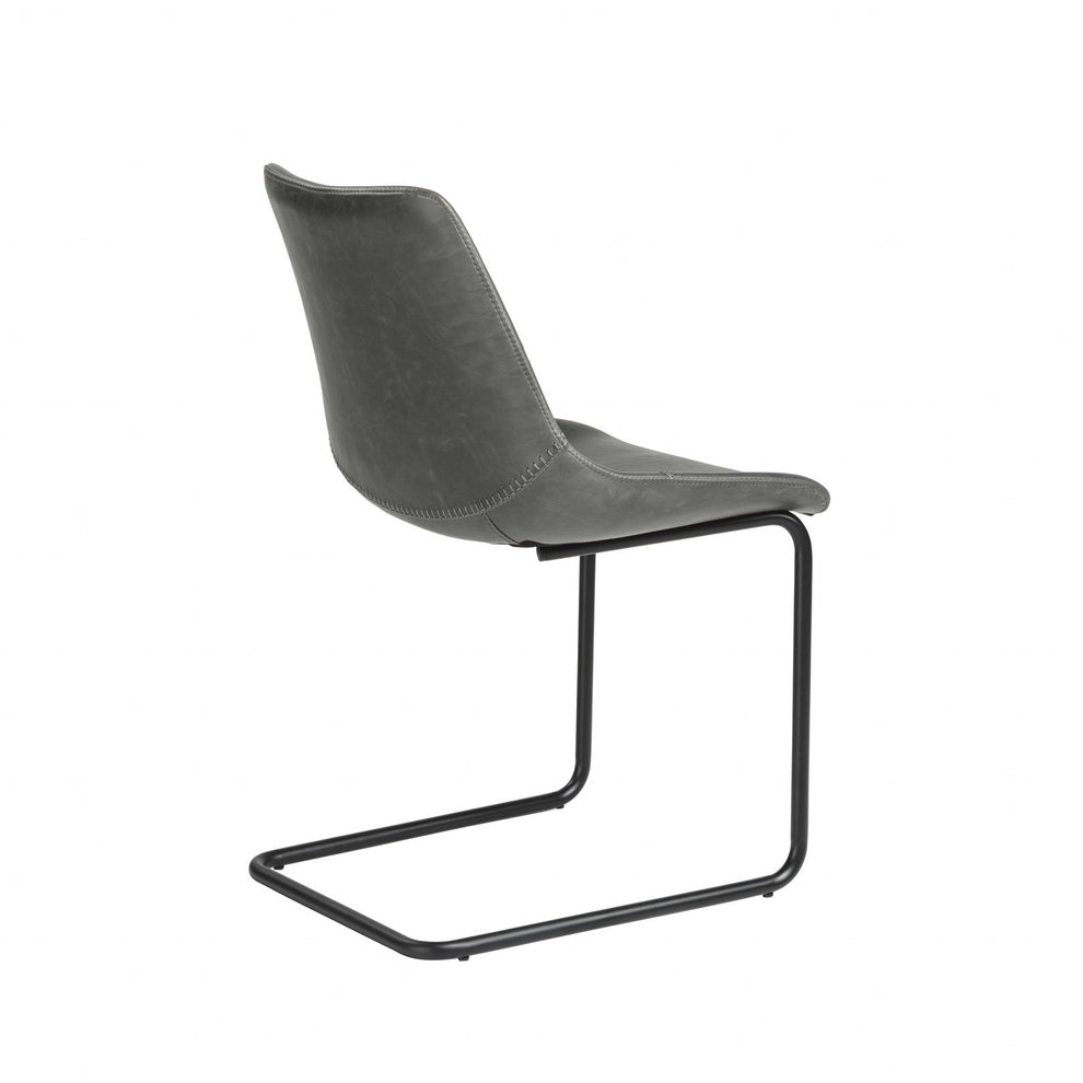 Set Of Two Brown Faux Faux Leather Black Cantilever Chairs By Homeroots | Dining Chairs | Modishstore - 12