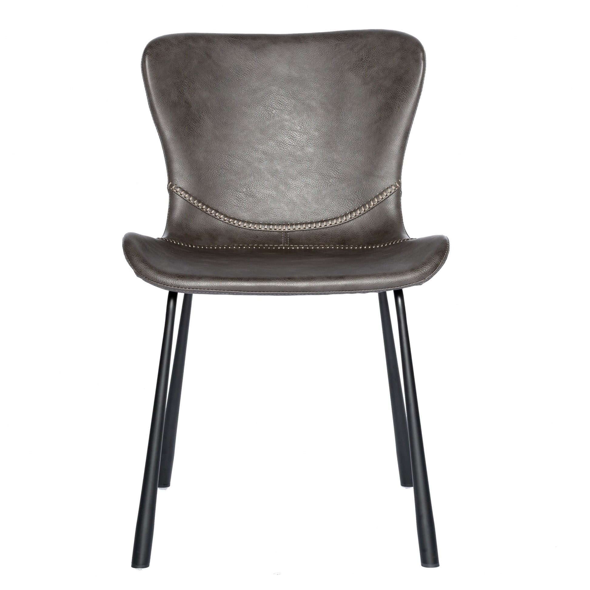 Set Of Two Dark Gray Faux Faux Leather Side Chairs By Homeroots | Dining Chairs | Modishstore