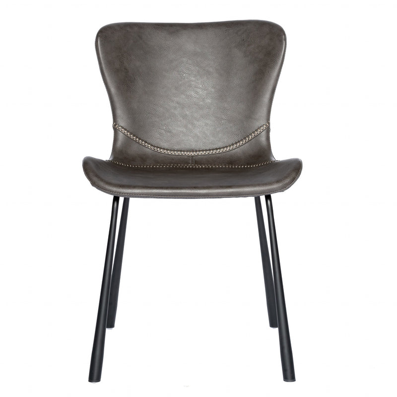 Set Of Two Dark Gray Faux Faux Leather Side Chairs By Homeroots | Dining Chairs | Modishstore
