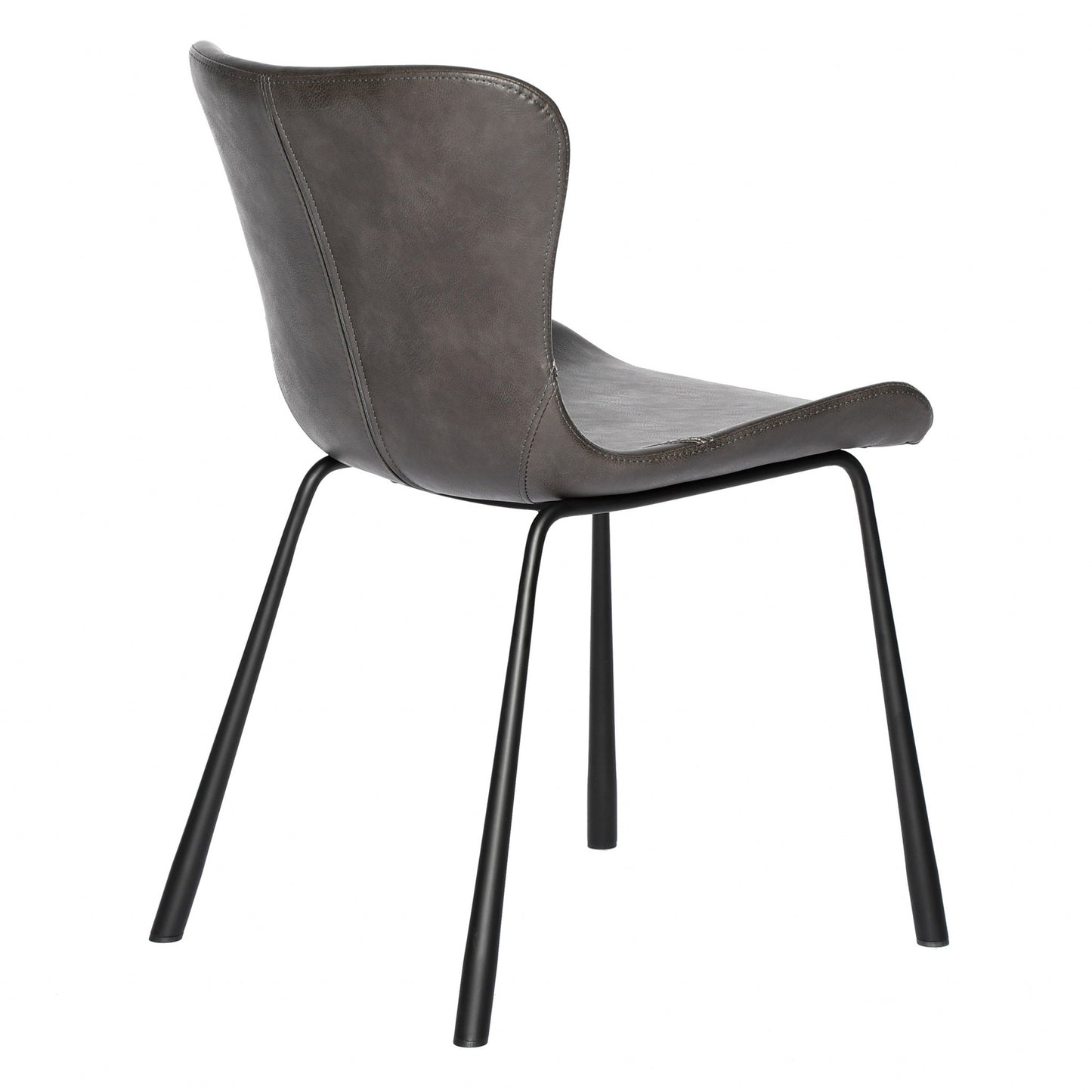 Set Of Two Dark Gray Faux Faux Leather Side Chairs By Homeroots | Dining Chairs | Modishstore - 4