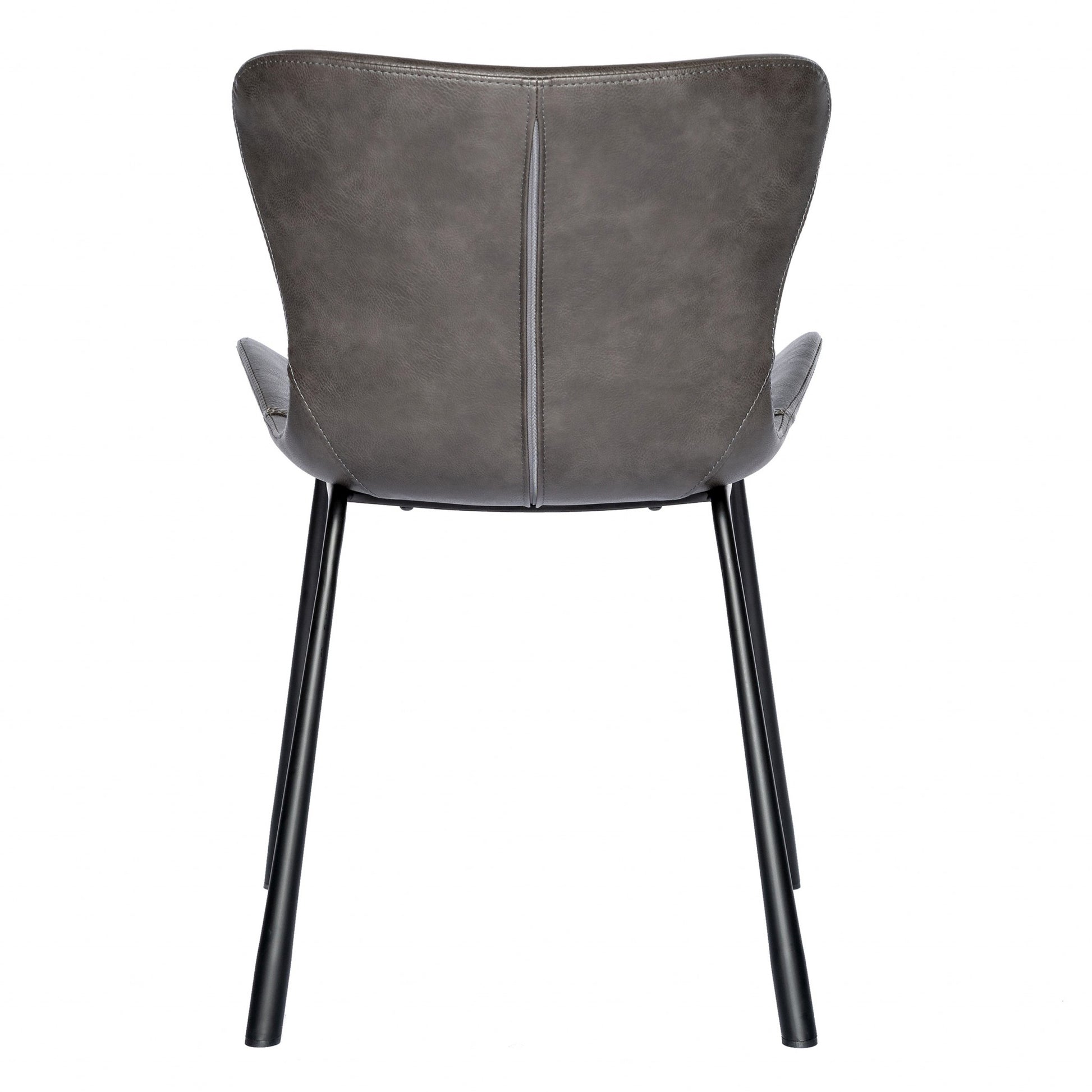 Set Of Two Dark Gray Faux Faux Leather Side Chairs By Homeroots | Dining Chairs | Modishstore - 5
