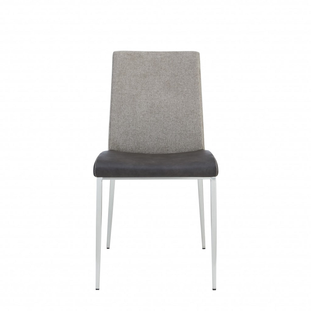 Set of Two Dark Brown and Gray Stainless Steel Chairs By Homeroots | Dining Chairs | Modishstore - 2