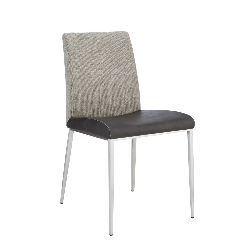 Set of Two Dark Brown and Gray Stainless Steel Chairs By Homeroots | Dining Chairs | Modishstore - 3