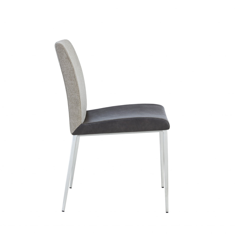 Set of Two Dark Brown and Gray Stainless Steel Chairs By Homeroots | Dining Chairs | Modishstore - 4