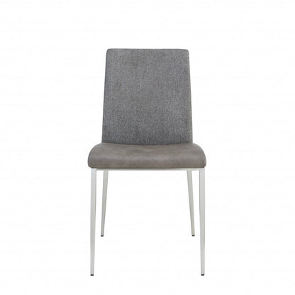 Set of Two Dark Brown and Gray Stainless Steel Chairs By Homeroots | Dining Chairs | Modishstore - 9