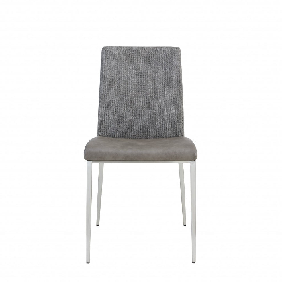 Set of Two Dark Brown and Gray Stainless Steel Chairs By Homeroots | Dining Chairs | Modishstore - 9