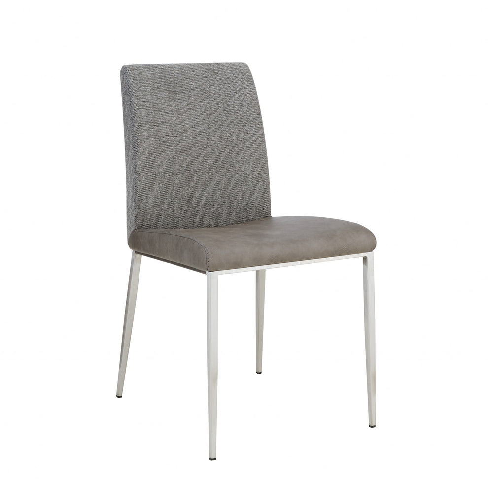 Set of Two Dark Brown and Gray Stainless Steel Chairs By Homeroots | Dining Chairs | Modishstore - 10