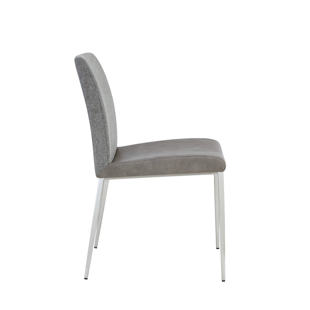 Set of Two Dark Brown and Gray Stainless Steel Chairs By Homeroots | Dining Chairs | Modishstore - 11