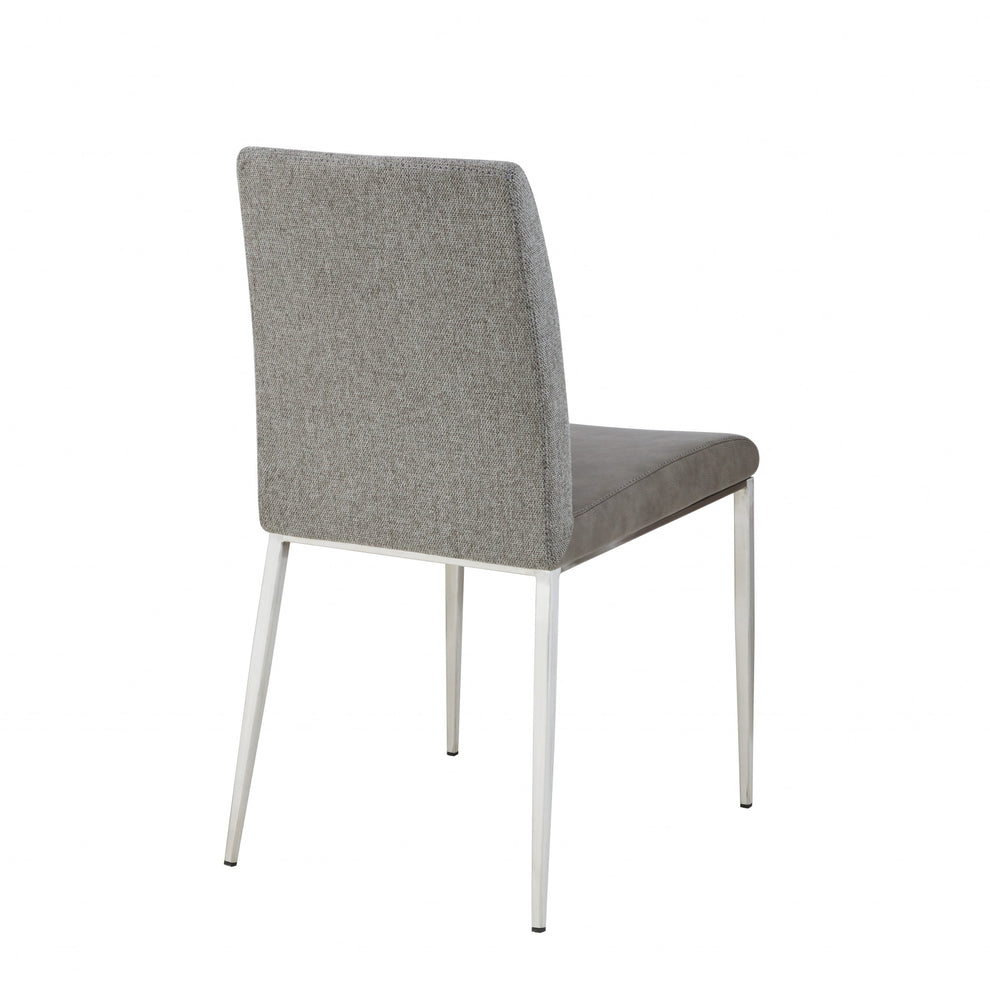 Set of Two Dark Brown and Gray Stainless Steel Chairs By Homeroots | Dining Chairs | Modishstore - 12