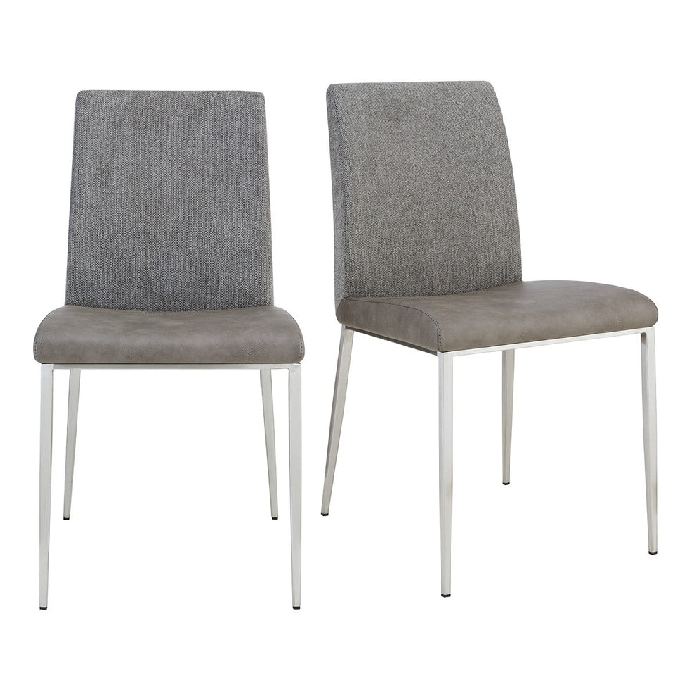 Set of Two Dark Brown and Gray Stainless Steel Chairs By Homeroots | Dining Chairs | Modishstore - 14