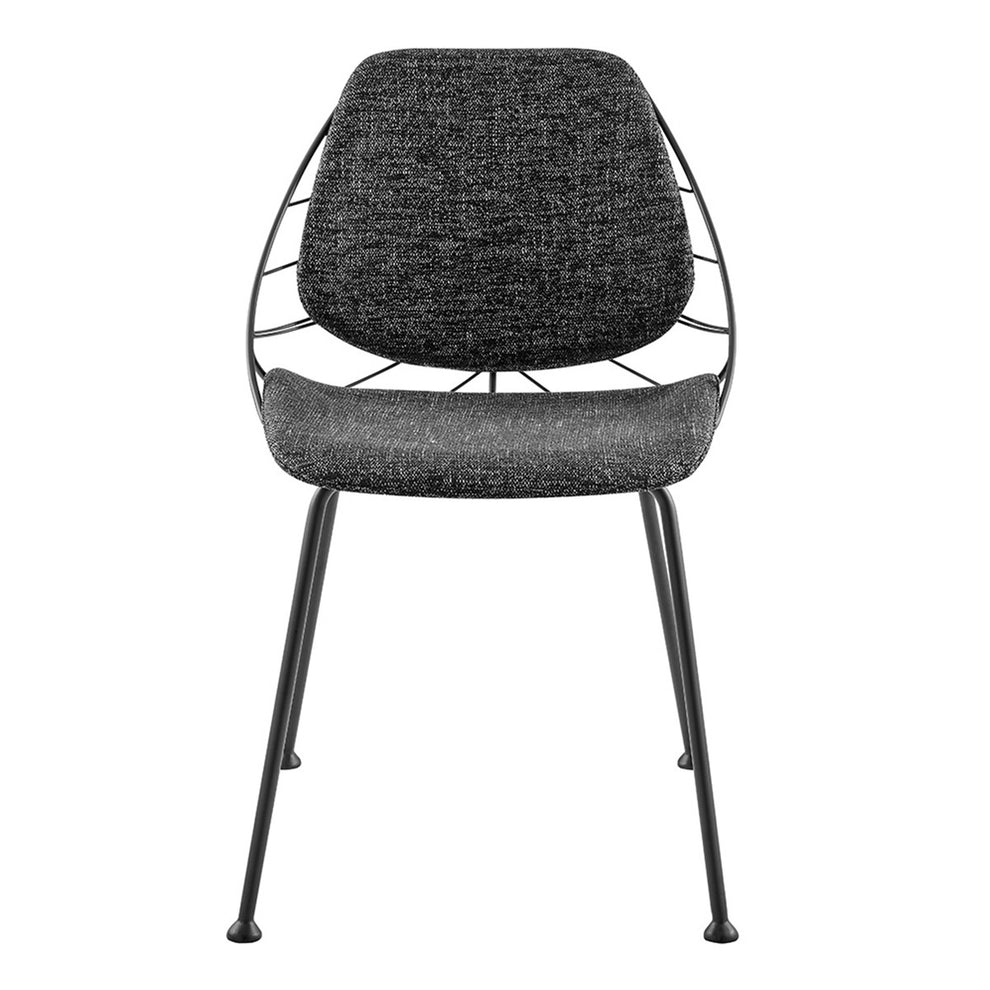 Set Of Two Leaf Dark Gray Fabric And Black Dining Chairs By Homeroots | Dining Chairs | Modishstore