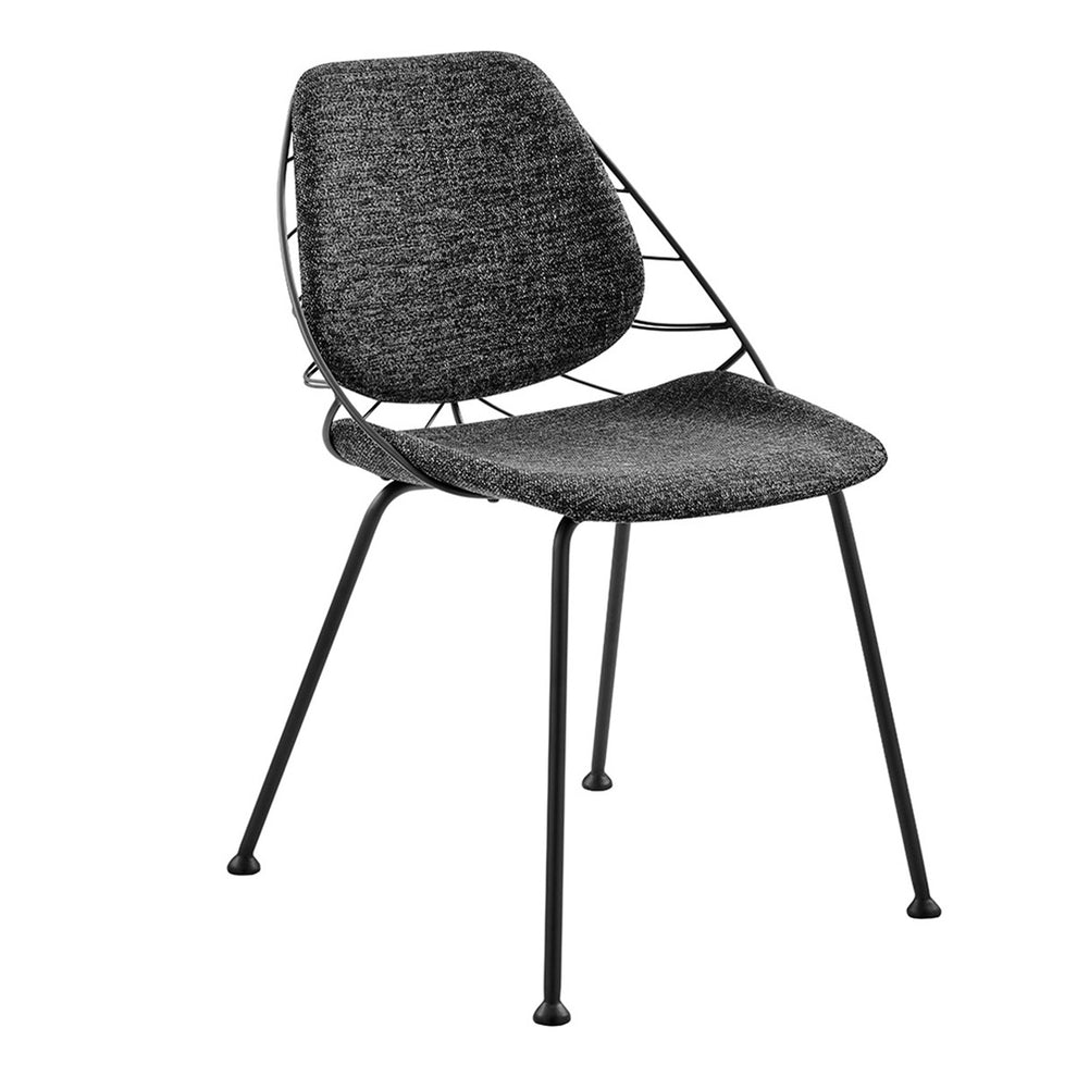 Set Of Two Leaf Dark Gray Fabric And Black Dining Chairs By Homeroots | Dining Chairs | Modishstore - 2