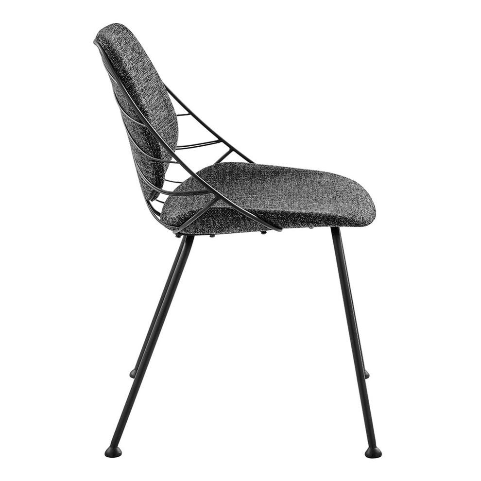 Set Of Two Leaf Dark Gray Fabric And Black Dining Chairs By Homeroots | Dining Chairs | Modishstore - 3
