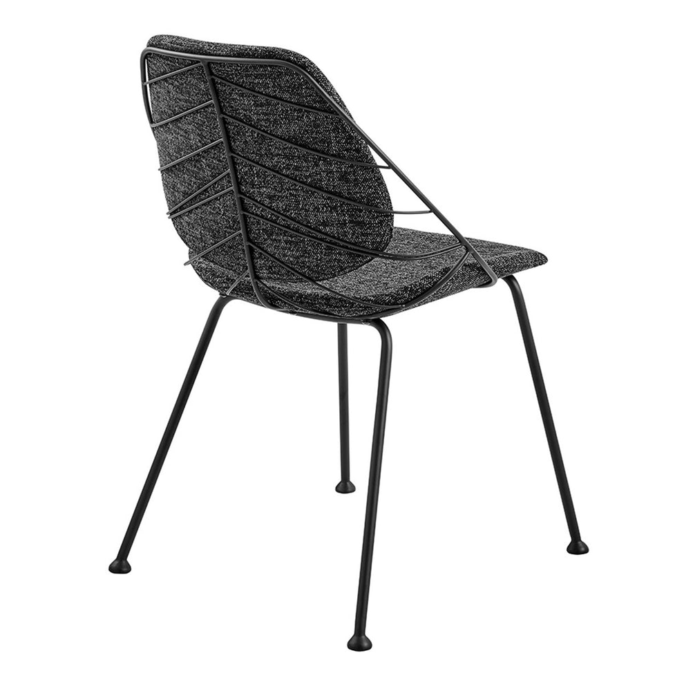 Set Of Two Leaf Dark Gray Fabric And Black Dining Chairs By Homeroots | Dining Chairs | Modishstore - 4