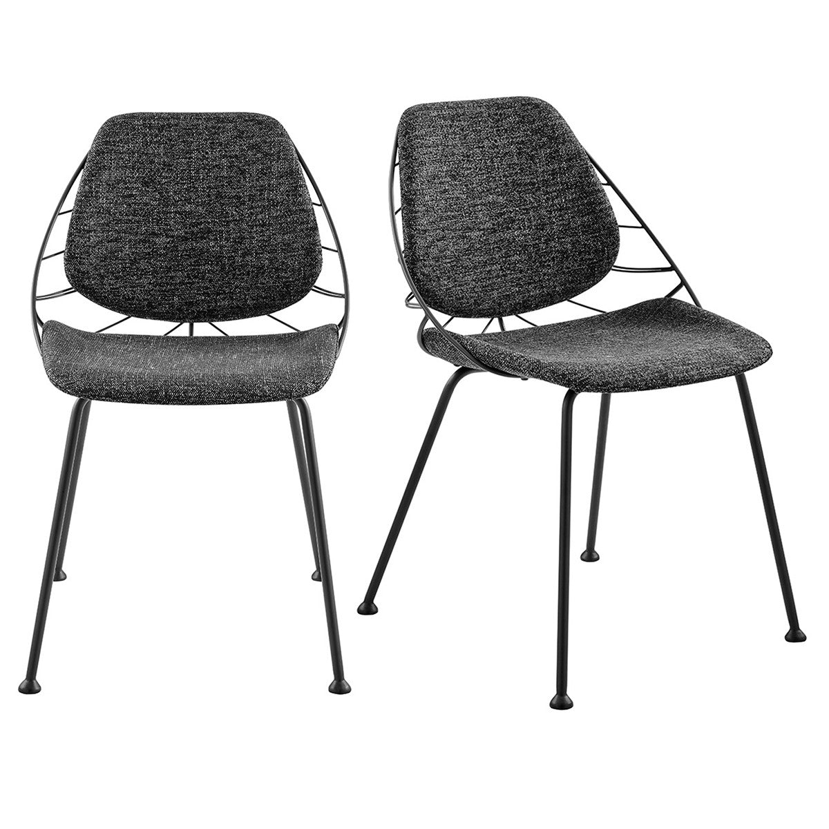 Set Of Two Leaf Dark Gray Fabric And Black Dining Chairs By Homeroots | Dining Chairs | Modishstore - 7