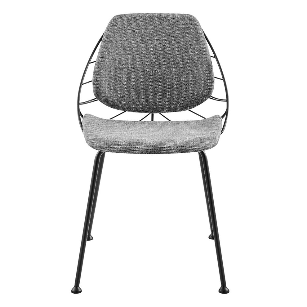 Set Of Two Leaf Dark Gray Fabric And Black Dining Chairs By Homeroots | Dining Chairs | Modishstore - 8