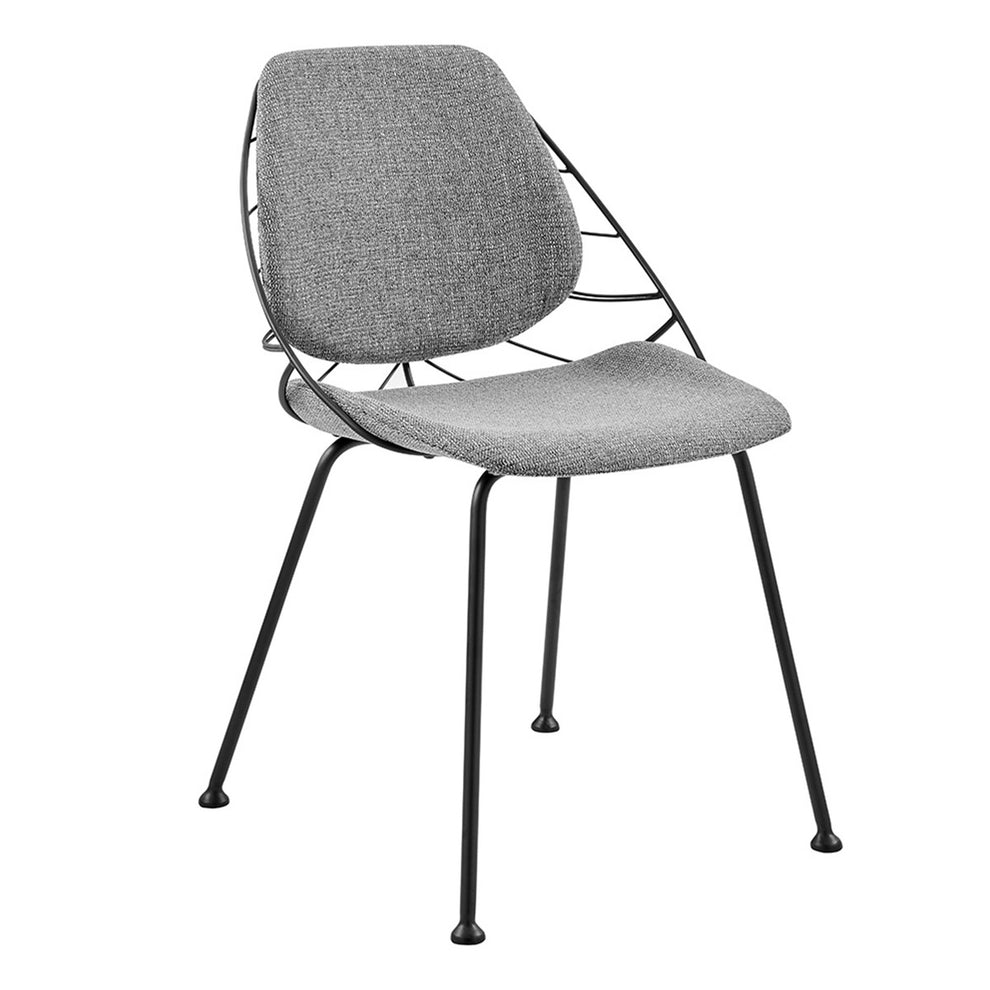 Set Of Two Leaf Dark Gray Fabric And Black Dining Chairs By Homeroots | Dining Chairs | Modishstore - 9
