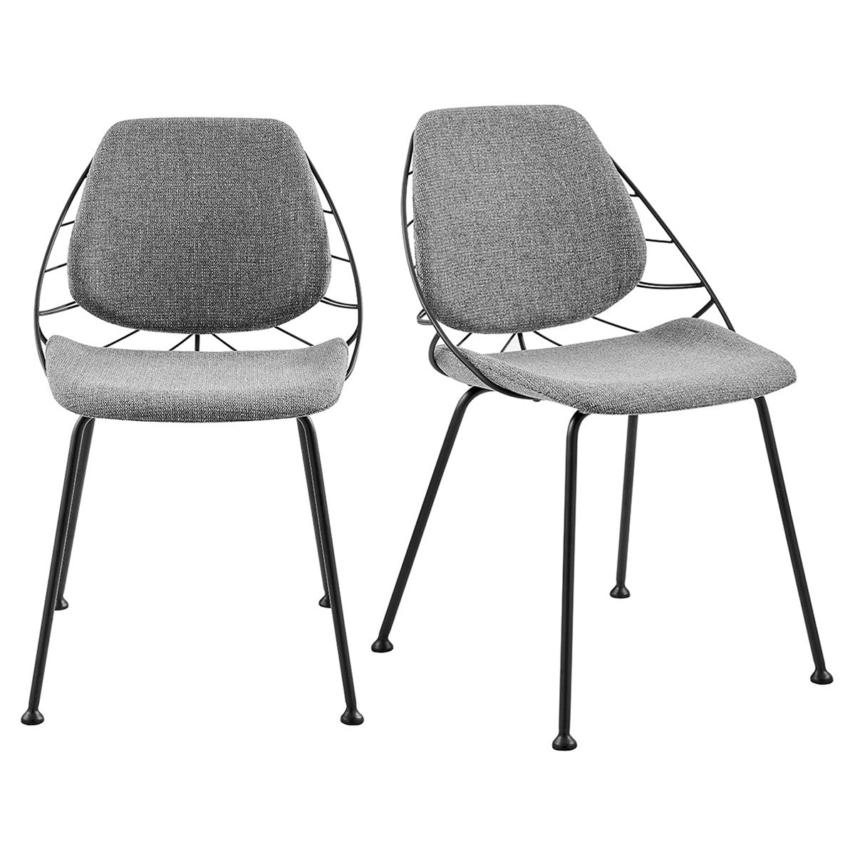 Set Of Two Leaf Dark Gray Fabric And Black Dining Chairs By Homeroots | Dining Chairs | Modishstore - 14