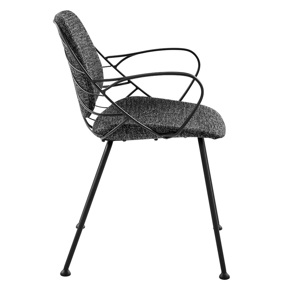 Set Of Two Leaf Dark Gray Fabric And Black Dining Armchairs By Homeroots | Dining Chairs | Modishstore - 3