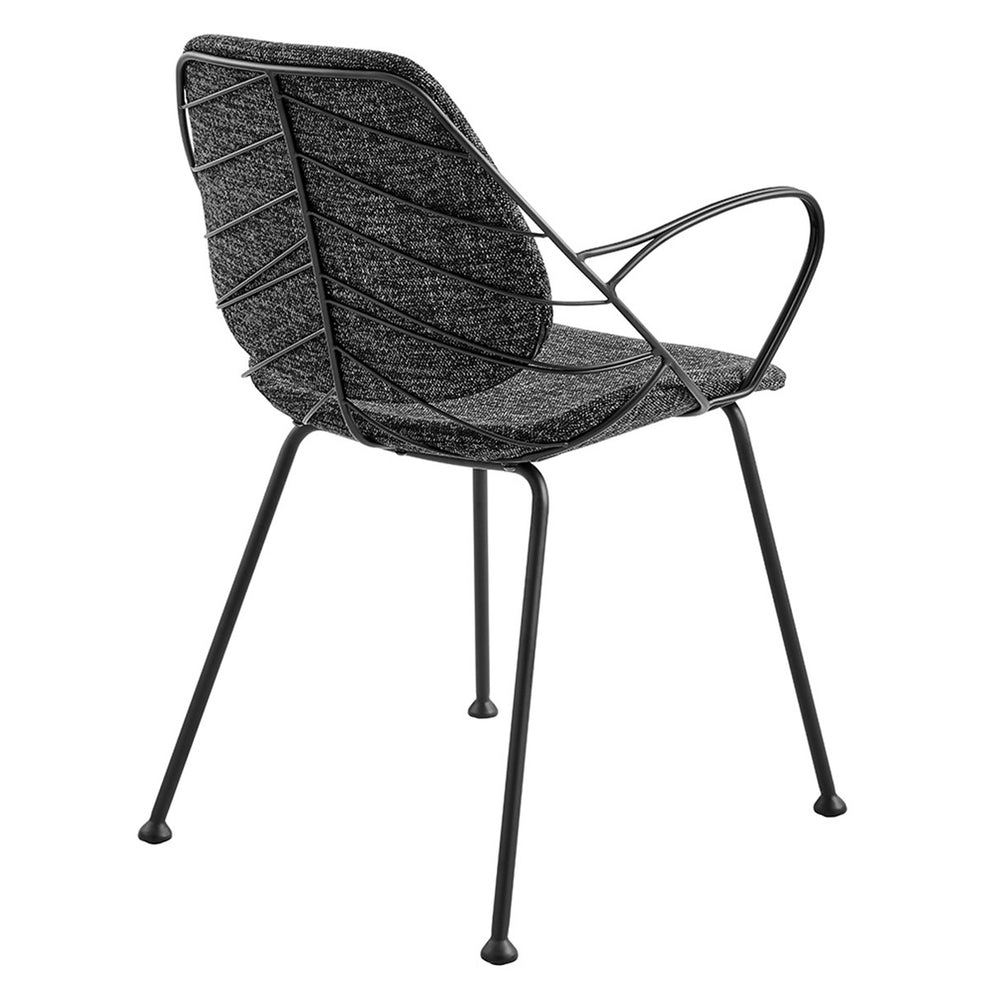 Set Of Two Leaf Dark Gray Fabric And Black Dining Armchairs By Homeroots | Dining Chairs | Modishstore - 4